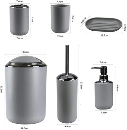 Soap Dispenser Set Plastic Bathroom Accessories Sets Toilet Brush Soap Dish Toothpaste Dispenser Swing Lid Trash Washable for Bath Accessories