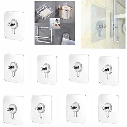 Wall Hooks for Hanging, Durable Practical Transparent Strong Adhesive Screw Wall Nail (Pack of 10)