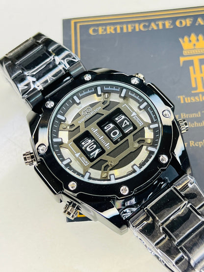 All Black Counter Spinning Watch