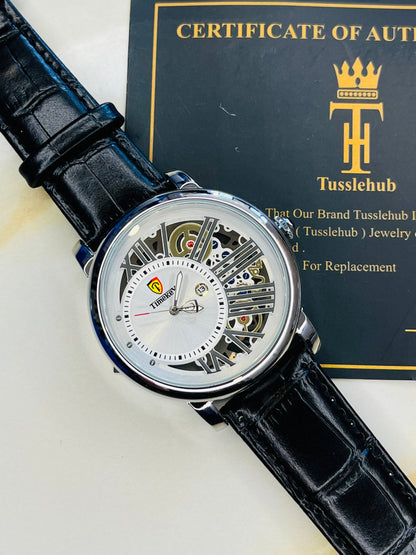Time Key Partial Silver White Skeleton Dial Watch