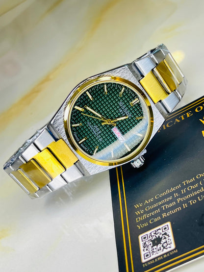 Tissot PRX Silver Gold With Green Textured Dial Watch