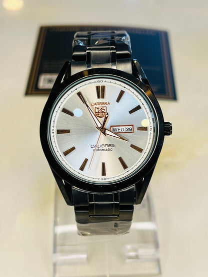 Black White Carrera Day Date Chain Strapped Watch