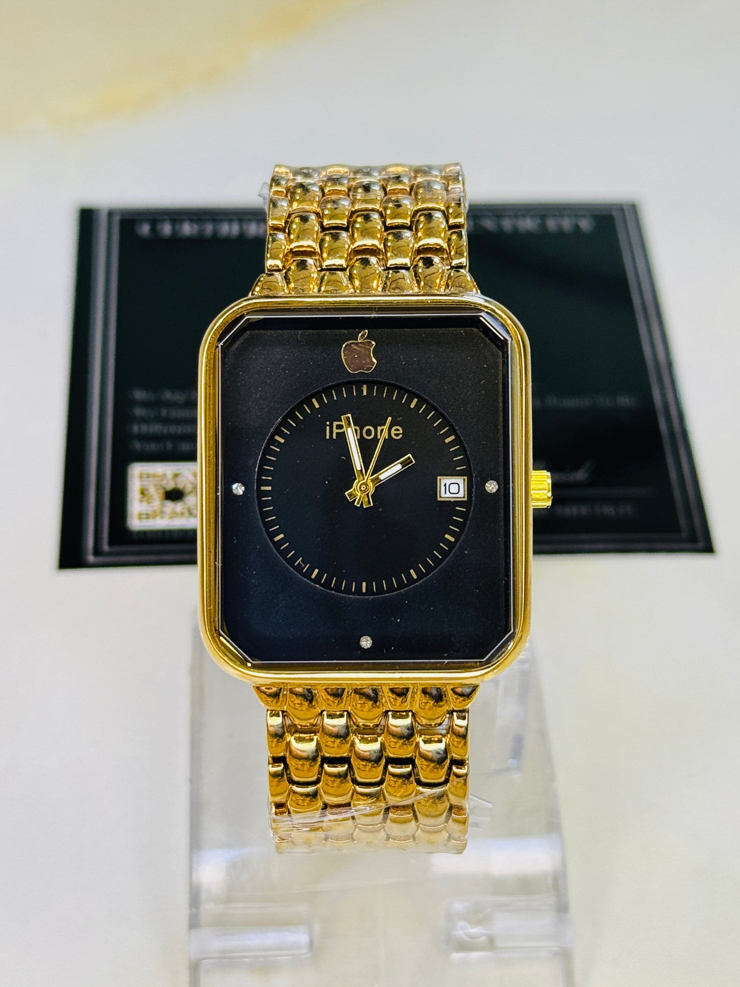 gold black apple seamer platinum watch