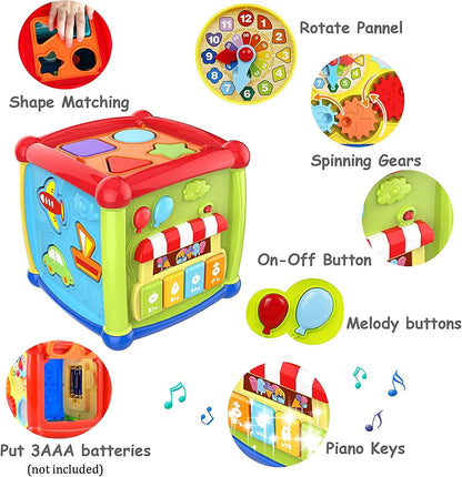 6 in 1 Musical Educational and Multiple Learning Activity Sorting Fancy Cube With Piano