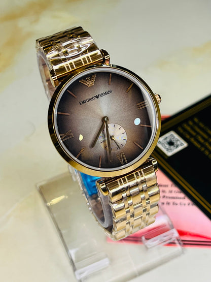 Rose Gold Coffee Emporio Down Second Watch