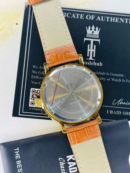 Kademan Brown Gold Trio Chronograph Watch