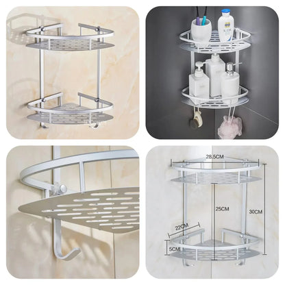 2L Wall-Mounted Aluminum Corner Shelf