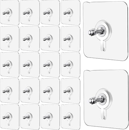 Wall Hooks for Hanging, Durable Practical Transparent Strong Adhesive Screw Wall Nail (Pack of 10)
