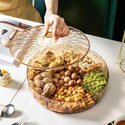 Fruit Division Plate Dessert Plate for Living Room with Dry Meal Storage Tray Nut Box Serving Tray