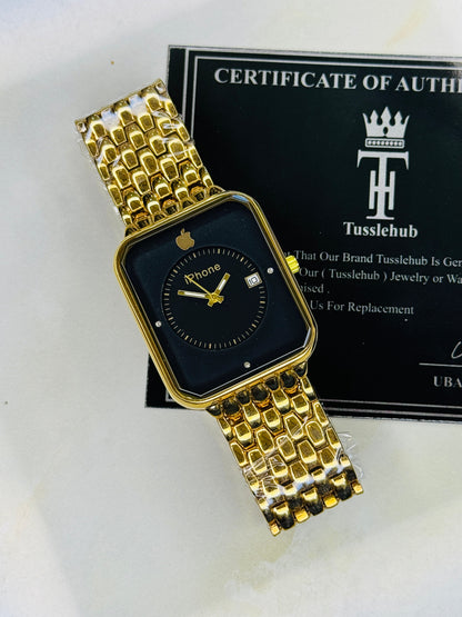 gold black apple seamer platinum watch