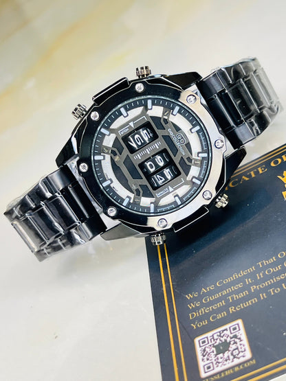 All Black Counter Spinning Watch