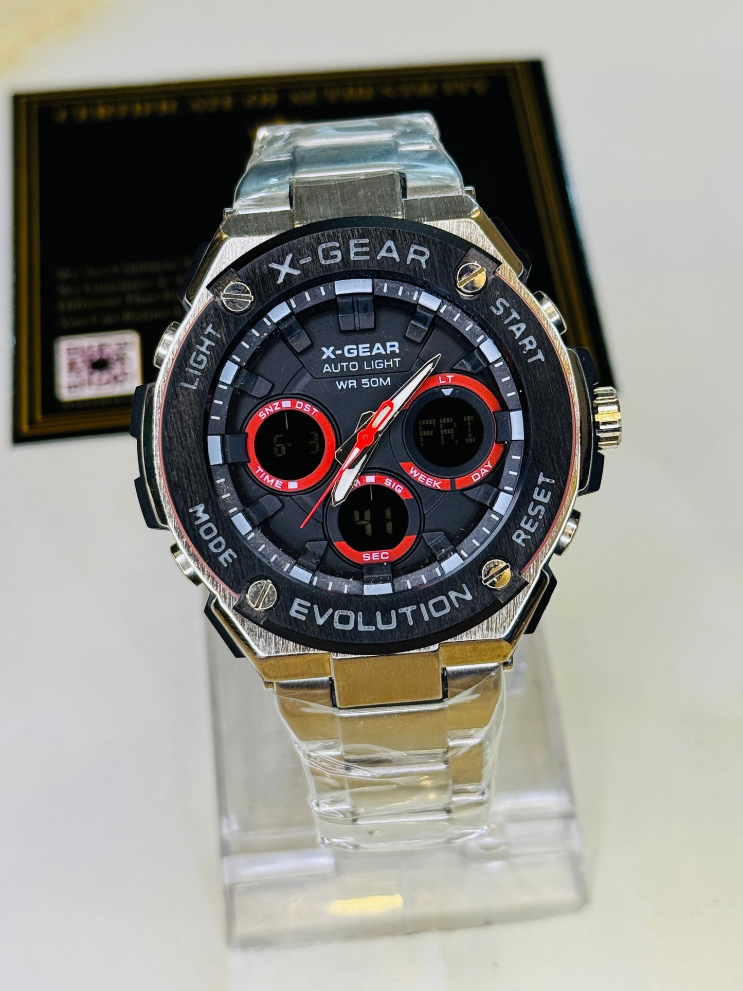 Silver Red X-Gear Evolution Chain Straps Sports Watch