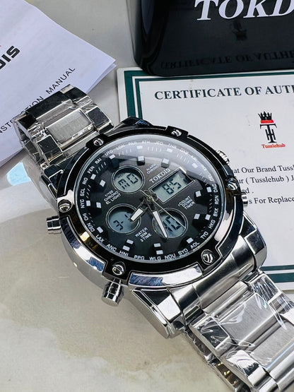 Silver Metal Digital Analogue Tokdis Watch