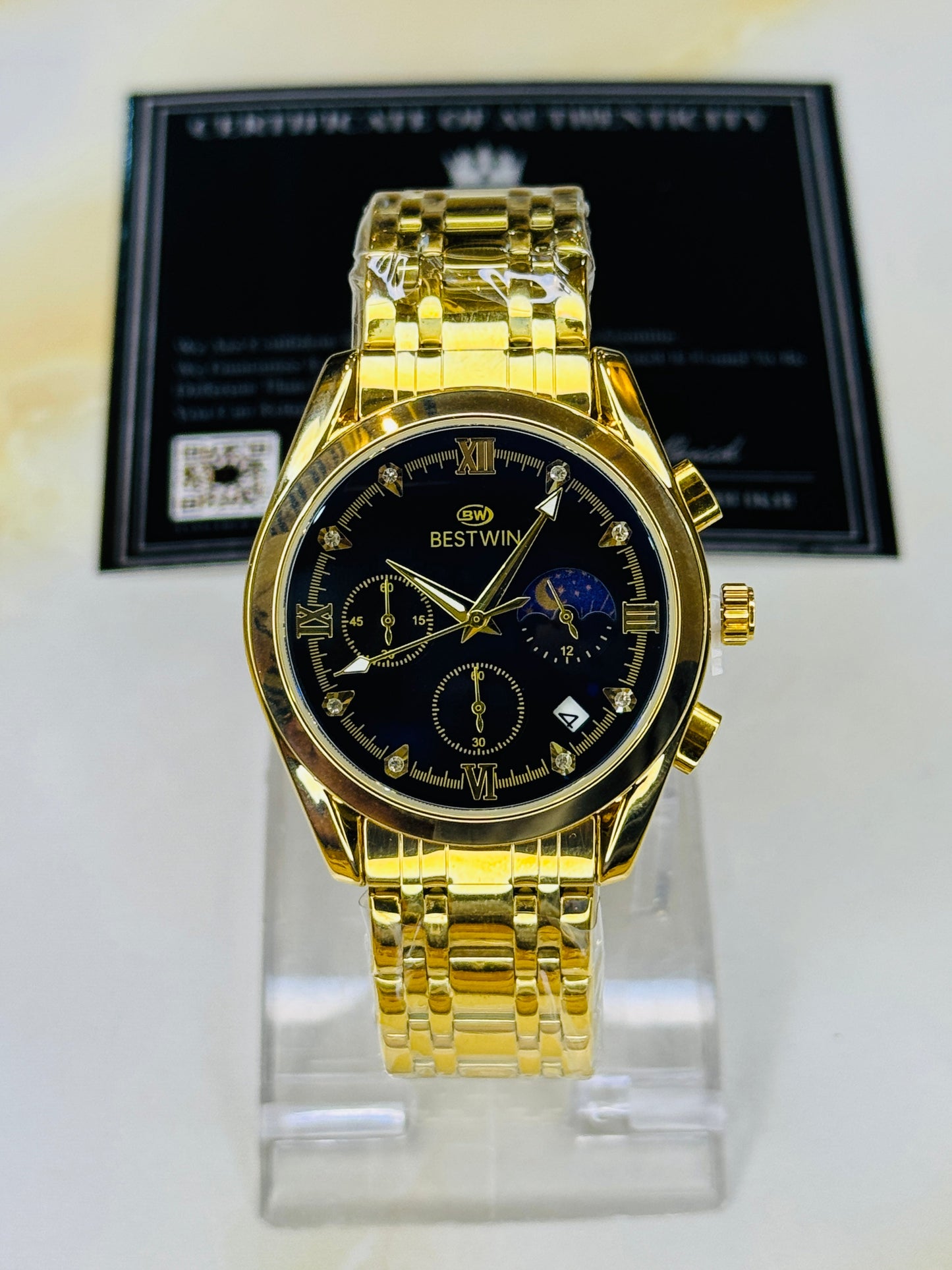 Bestwin Gold Black Chronograph Watch