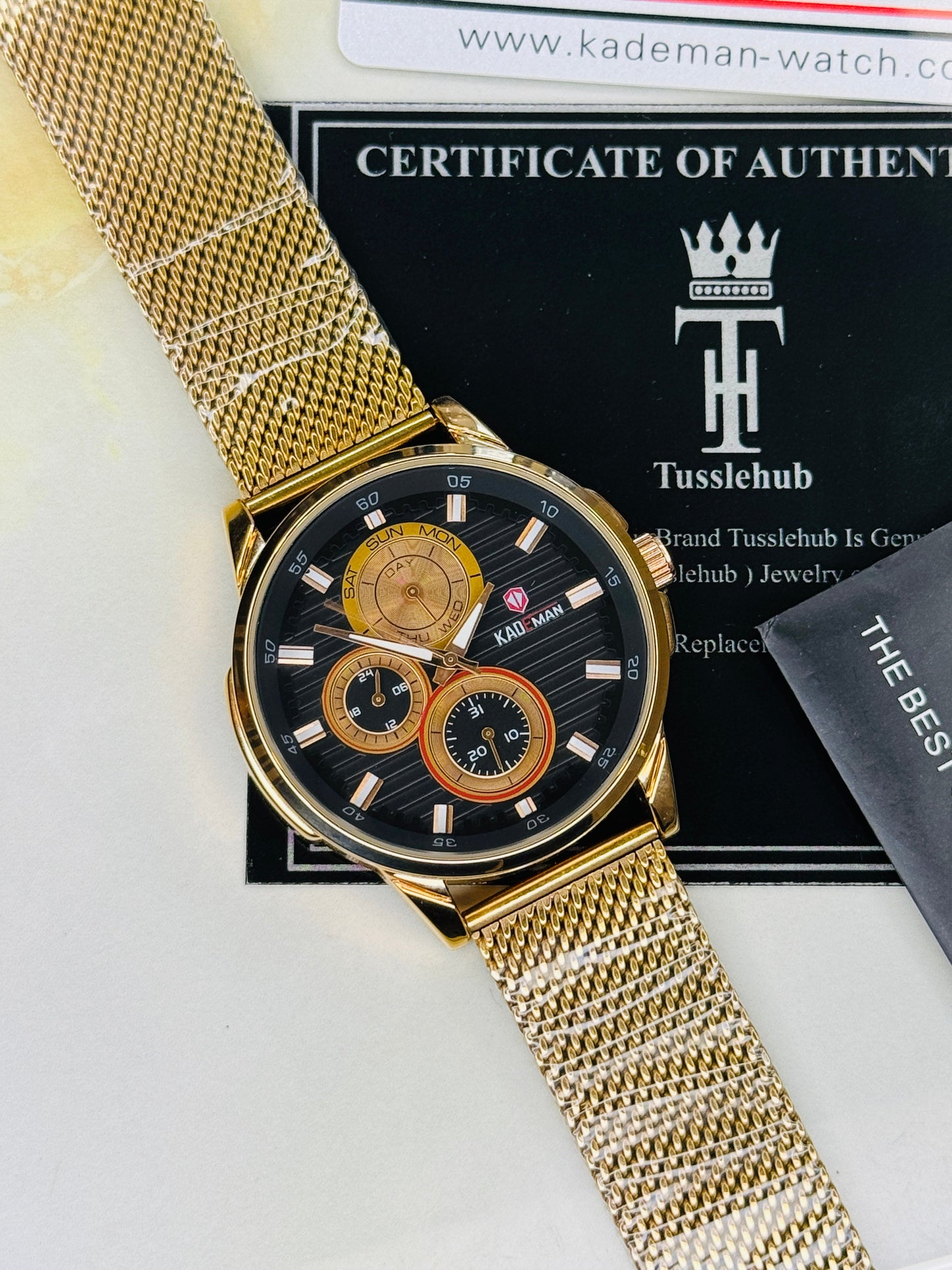 Kademan Rose Gold Mesh Chronograph Premium Watch