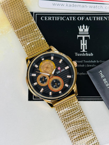 Kademan Rose Gold Mesh Chronograph Premium Watch