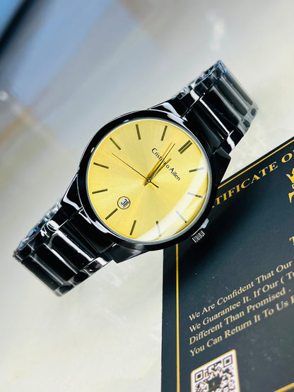 Cristiano Aillen Black Strapped Minimal Watch