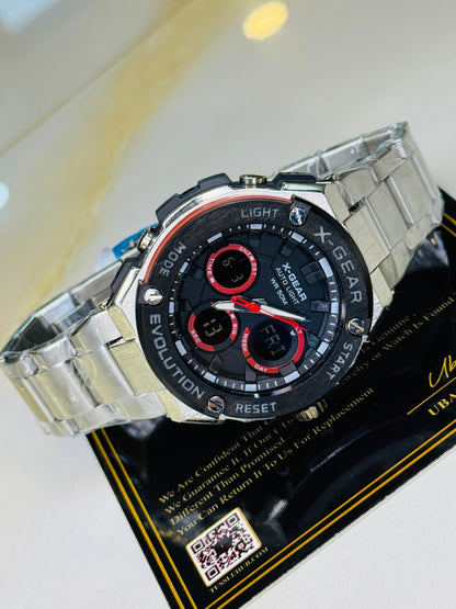 Silver Red X-Gear Evolution Chain Straps Sports Watch
