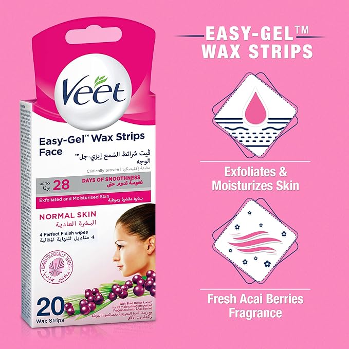 Veet Full Body Waxing Strips Kit for Normal Skin   (20 Wax Straps In One Pack )