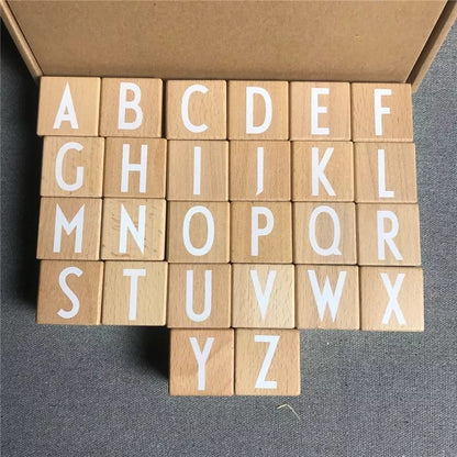 Wooden Montessori Alphabet Activity Blocks – 26 Cubes