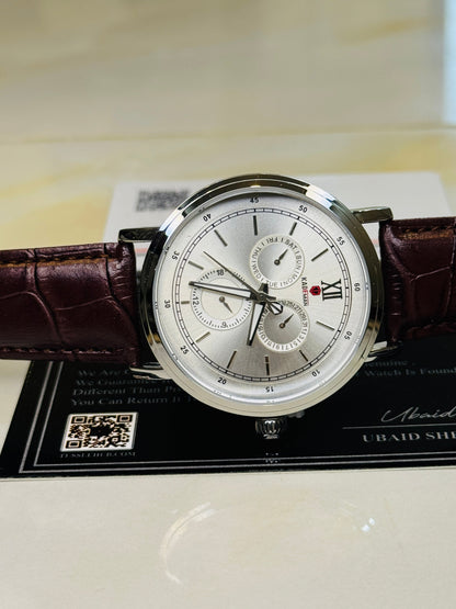 Kademan Coffee Silver Trio Chronograph Watch