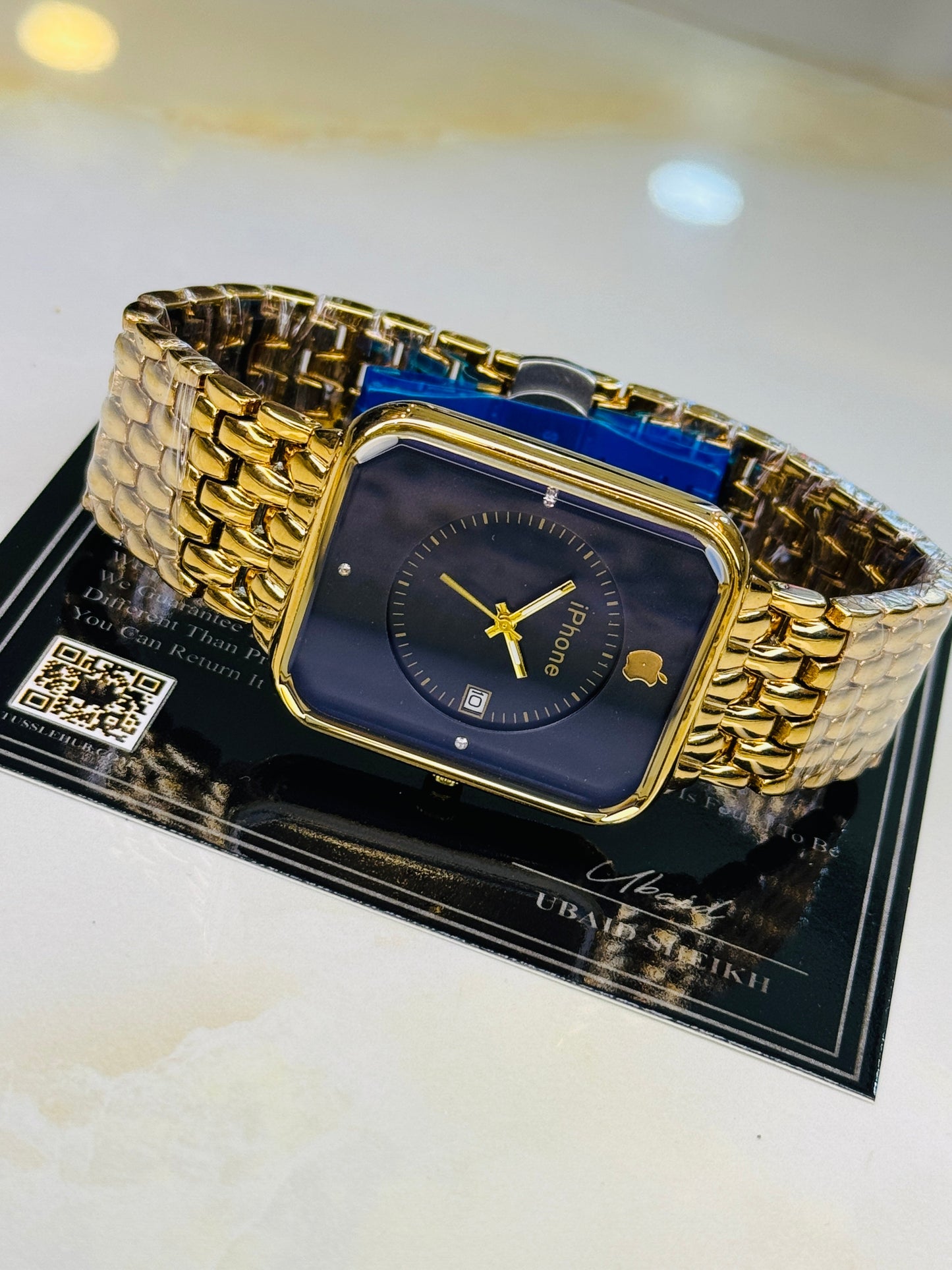 gold black apple seamer platinum watch