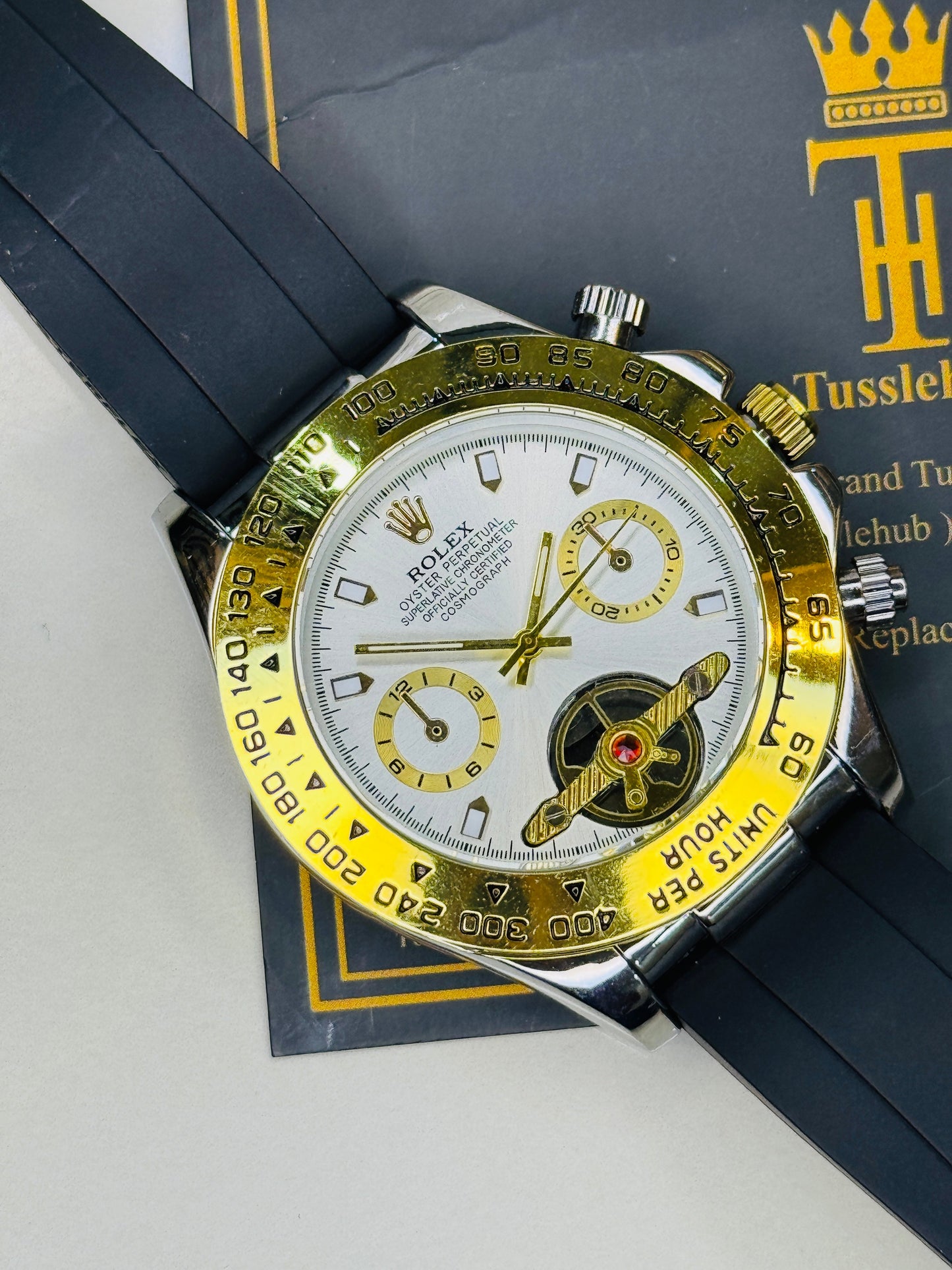 Skeleton Daytona Silver Gold Watch