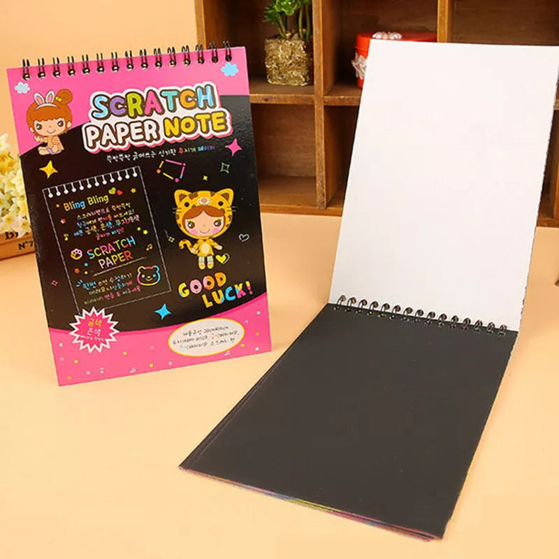 A6 Medium Scratch Note Pad Book With Wooden Stick