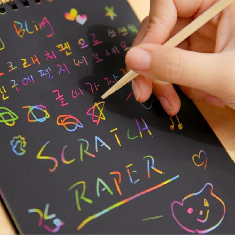 A6 Medium Scratch Note Pad Book With Wooden Stick