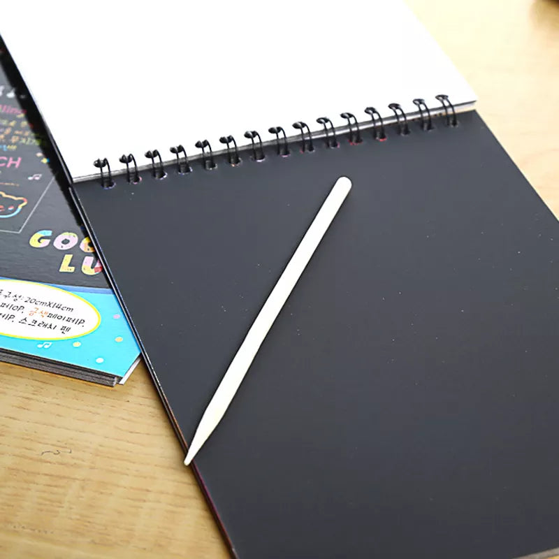 A6 Medium Scratch Note Pad Book With Wooden Stick