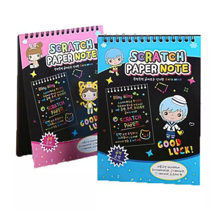 A6 Medium Scratch Note Pad Book With Wooden Stick