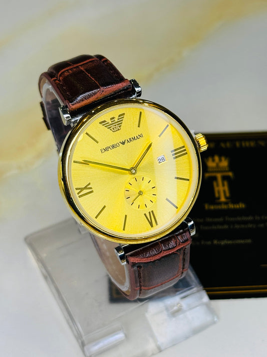 Brown Gold Emporio Down Second Watch