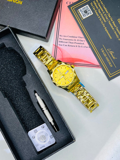 Gold Binbond Day Date Watch For Her