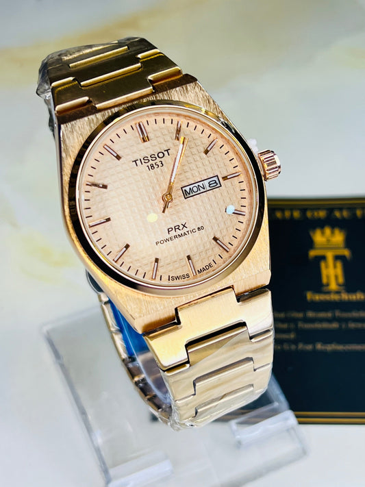 Tissot PRX All Rose Gold Textured Dial Watch