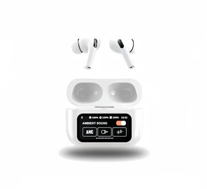 White A9 Pro Airpods  ANC/ENC Touch Screen Display Wireless Earbuds