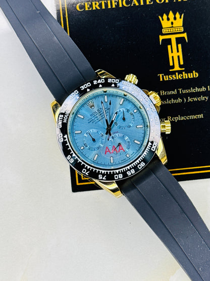 Gold Ice Blue Dial Daytona Chronographs Dial Watch
