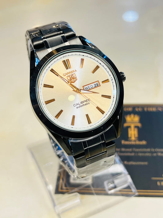 Black White Carrera Day Date Chain Strapped Watch