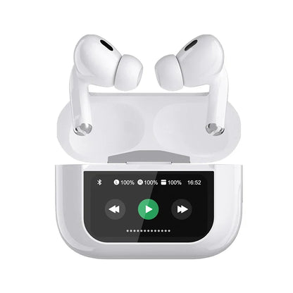 White A9 Pro Airpods  ANC/ENC Touch Screen Display Wireless Earbuds