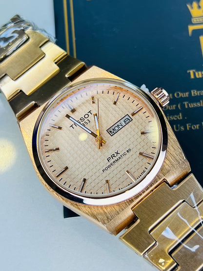 Tissot PRX All Rose Gold Textured Dial Watch
