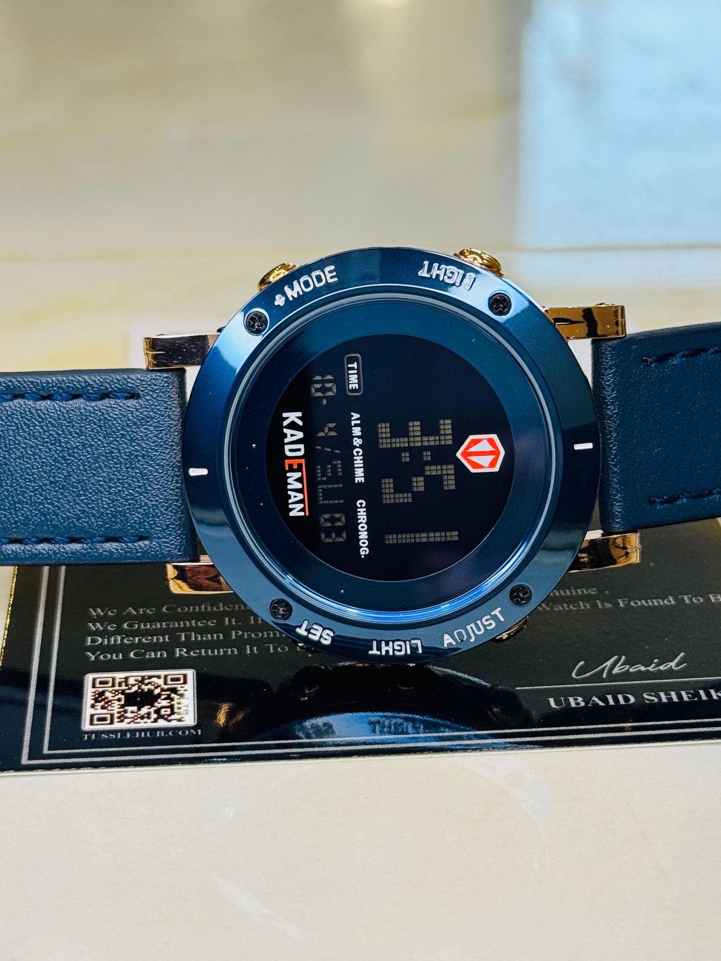 Kademan Tungsten Blue Rose Gold Digital Watch