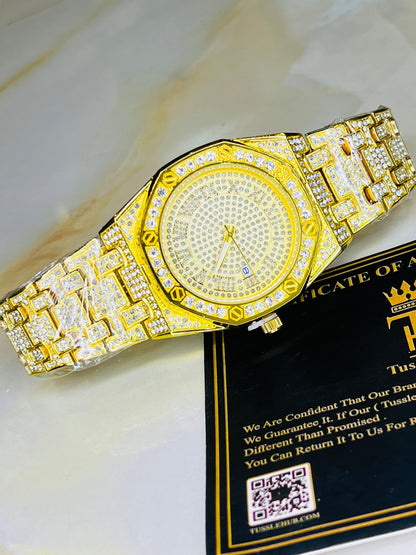 Gold AP Iced Out Watch