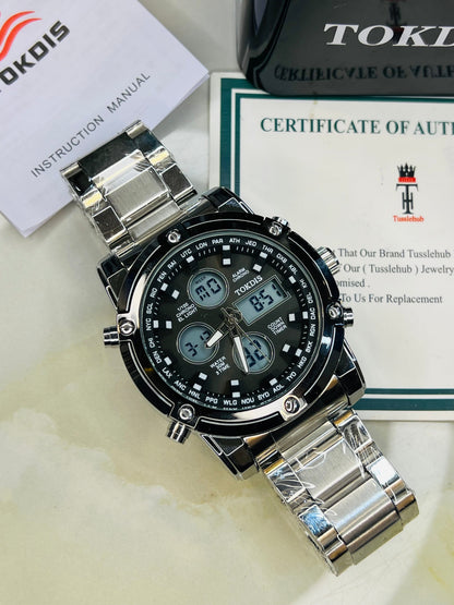 Silver Metal Digital Analogue Tokdis Watch