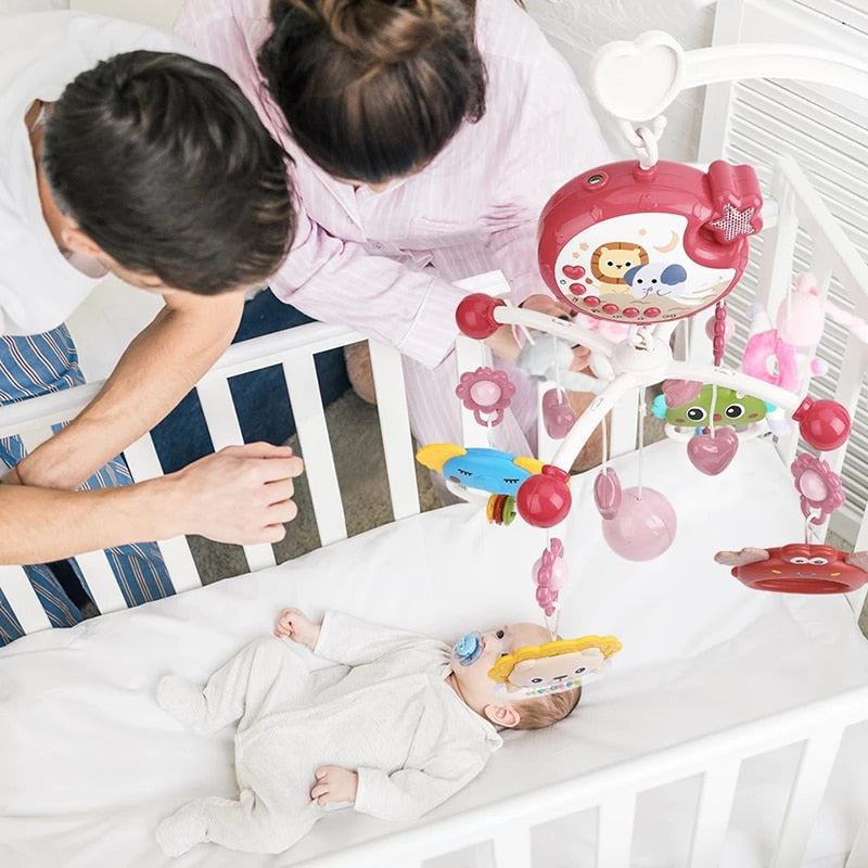 Baby Music Crib/Cot Mobile with Projector And Remote Red