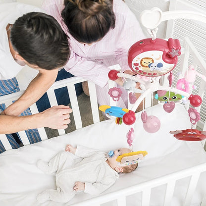 Baby Music Crib/Cot Mobile with Projector And Remote Red