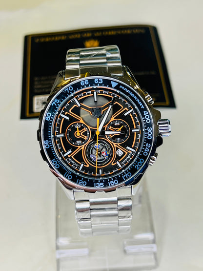 Tag Heur Silver Orange Chronograph Watch