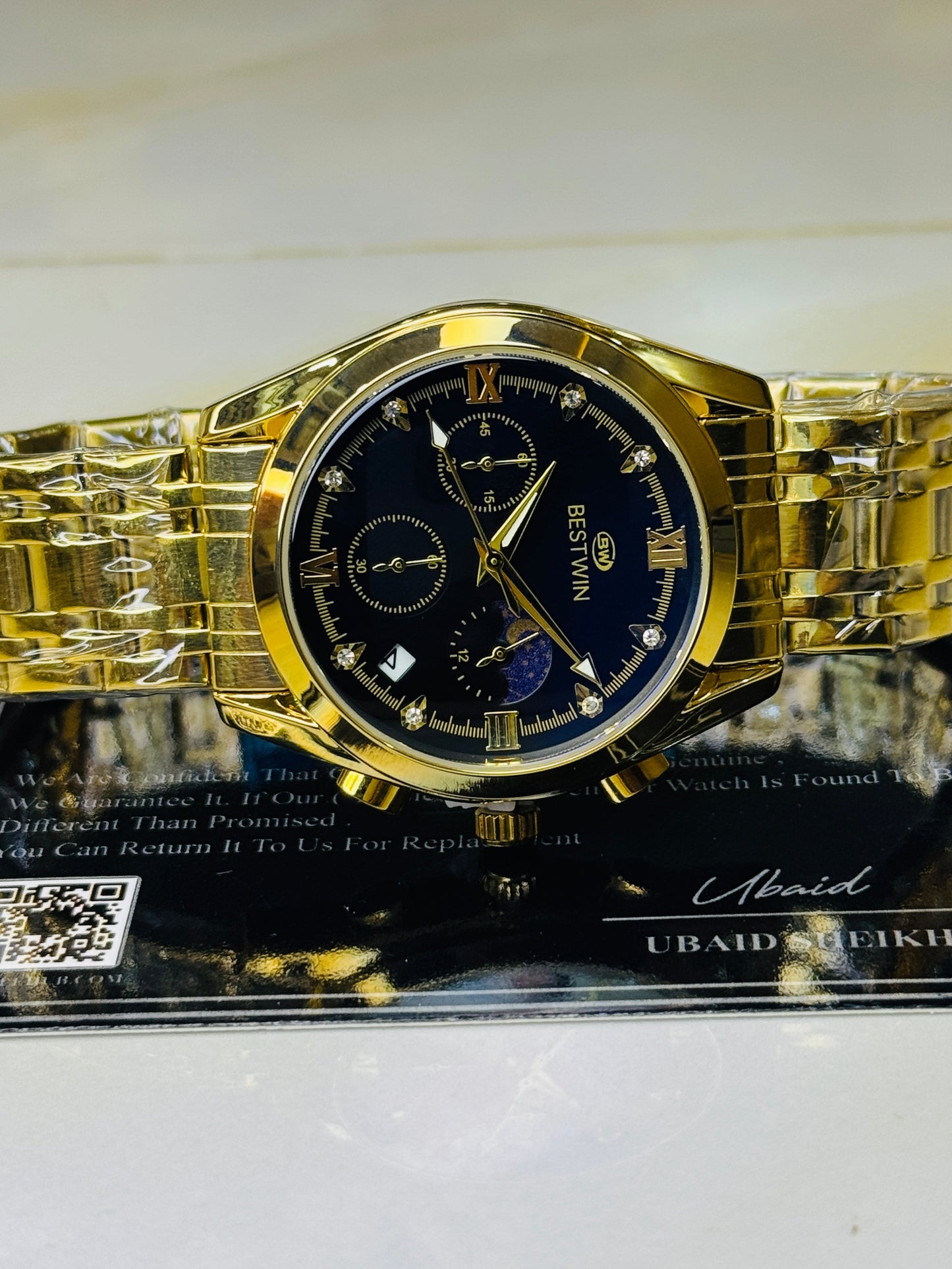 Bestwin Gold Black Chronograph Watch