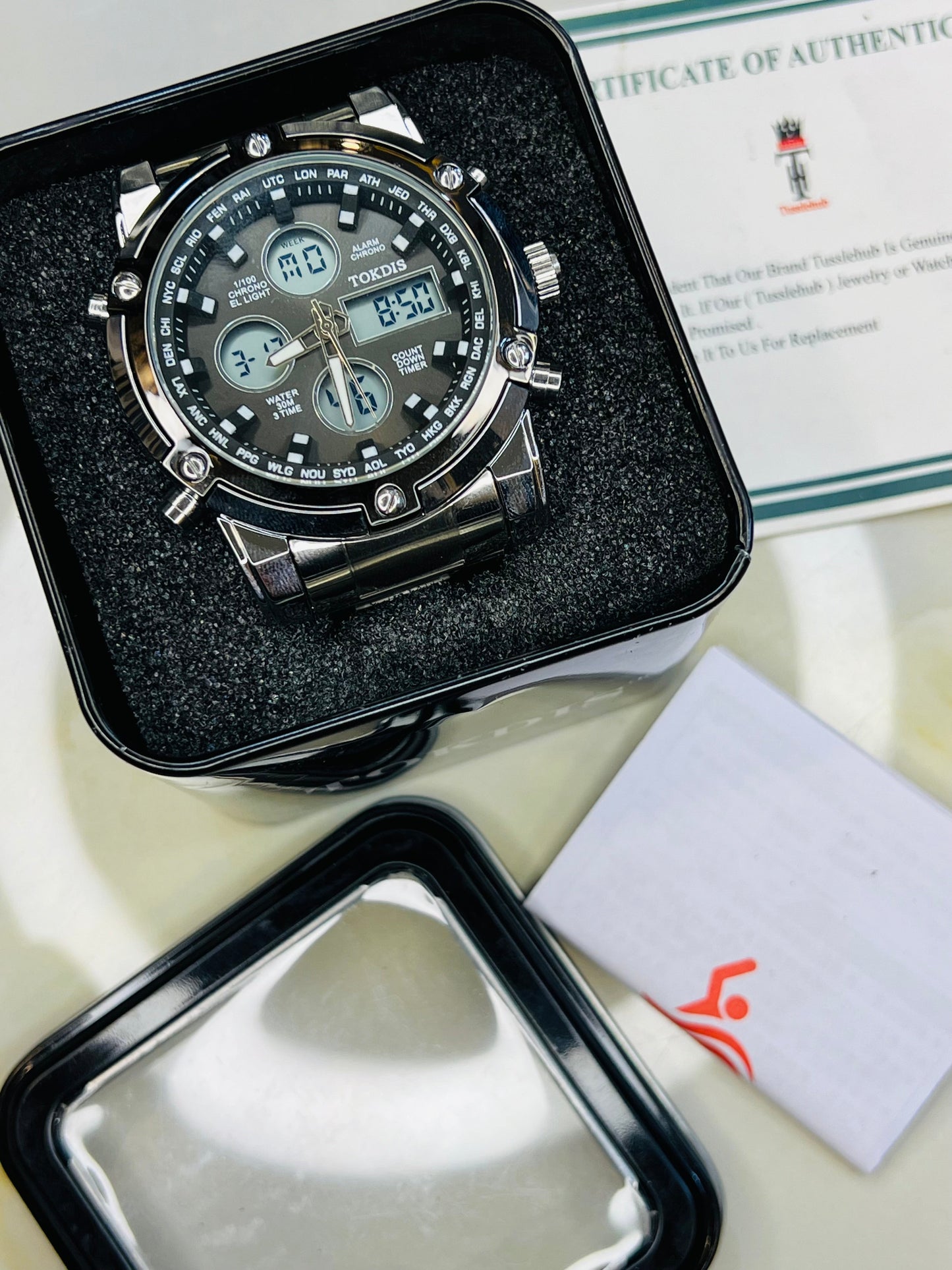 Silver Metal Digital Analogue Tokdis Watch