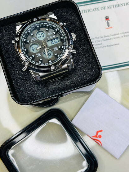 Silver Metal Digital Analogue Tokdis Watch