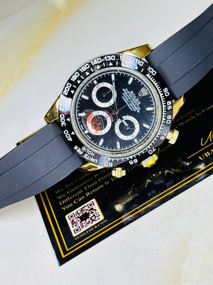 Gold Black Dial Daytona Chronographs Dial Watch