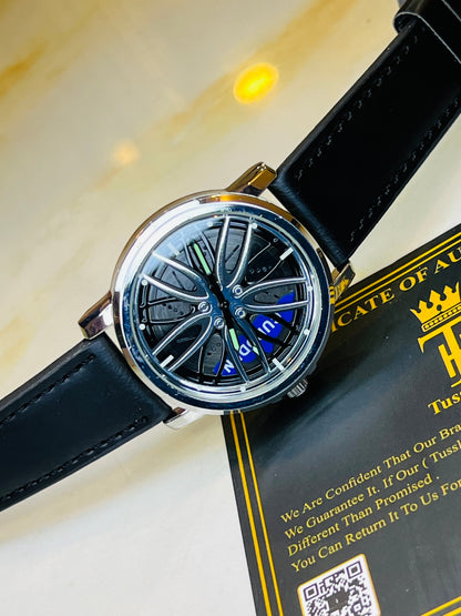 Black Leather Tyre Watch